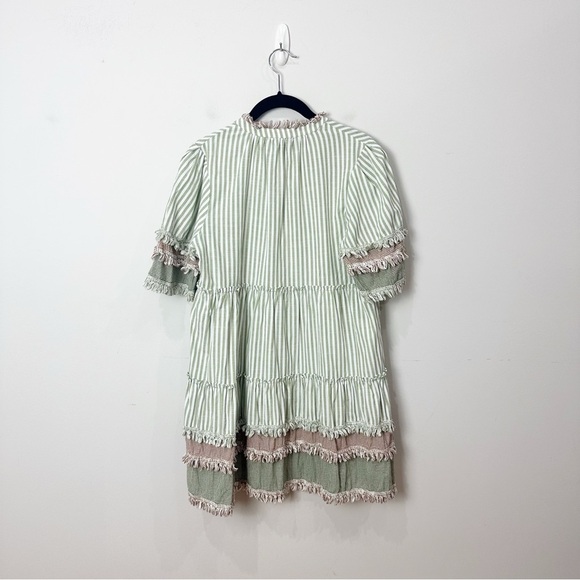 Tuckernuck Crawford Dress Cotswold Stripe Sage Fringe - Picture 4 of 7